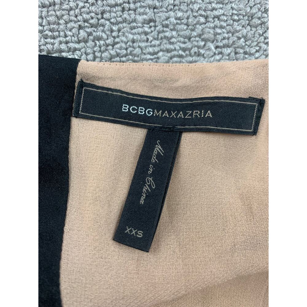 BCBGMAXAZRIA‎ Women XXS Faux Leather Black Lace Peplum Top - Picture 3 of 12